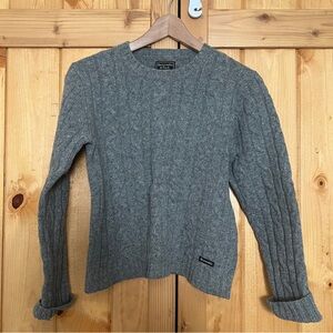 EUC Vintage Abercrombie & Fitch 100% Wool Grey Cable Knit Sweater Sz Medium